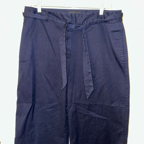 Talbots Women’s Wide Leg Belted Pants Navy Blue Size 12 EUC - Picture 3 of 11